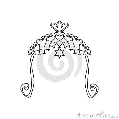 Vintage graphic Chuppah. Religious Jewish wedding canopy for. illustration on isolated background Vector Illustration