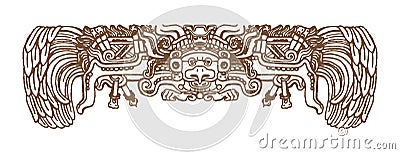 Vintage graphic maya glyphs, inca and aztec zodiac ornaments and symbols in old american indian style.Vector Vector Illustration