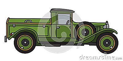 Vintage green dustcart Vector Illustration