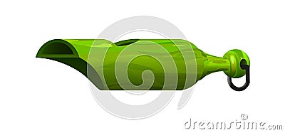 Vintage green plastic whistle Vector Illustration