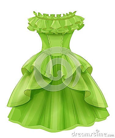 Vintage green yellow dress Vector Illustration