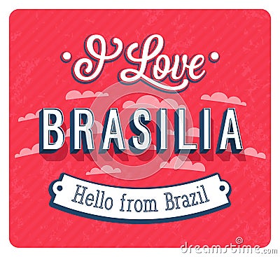 Vintage greeting card from Brasilia - Brazil. Vector Illustration