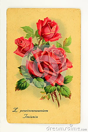 Vintage greeting card with flowers Stock Photo