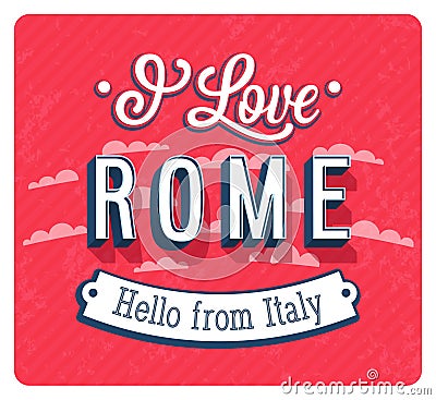 Vintage greeting card from Rome - Italy. Vector Illustration