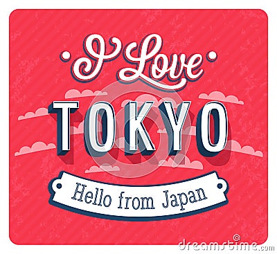 Vintage greeting card from Tokyo - Japan. Vector Illustration