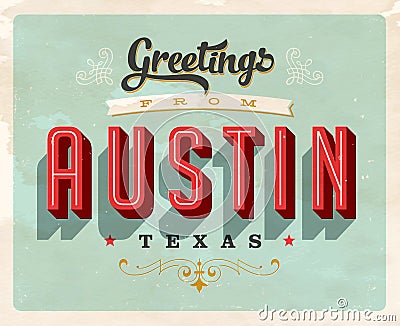 Vintage greetings from Austin vacation card Stock Photo