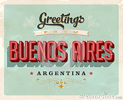 Vintage greetings from Buenos Aires, Argentina vacation card Stock Photo