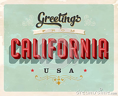 Vintage greetings from California Vacation Postcard. Stock Photo