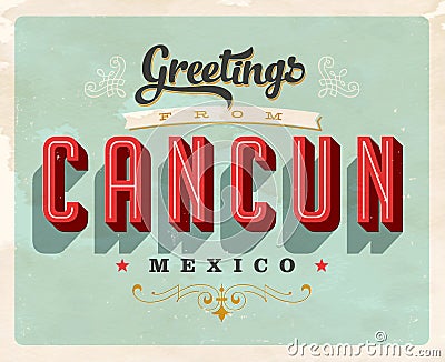 Vintage greetings from Cancun vacation card Stock Photo