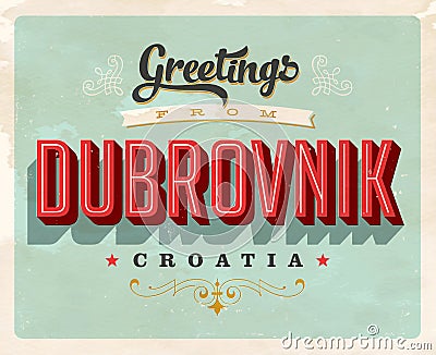 Vintage greetings from Dubrovnik, Croatia vacation card Stock Photo