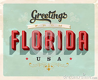 Vintage greetings from Florida Vacation Postcard. Stock Photo