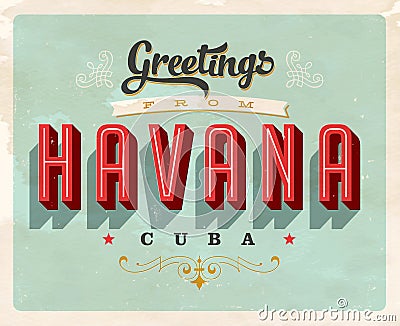 Vintage greetings from Havana, Cuba vacation card Stock Photo
