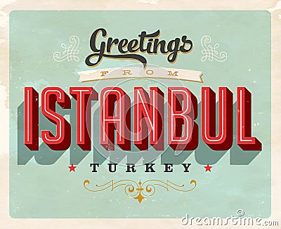 Vintage greetings from Istanbul, Turkey vacation card Stock Photo