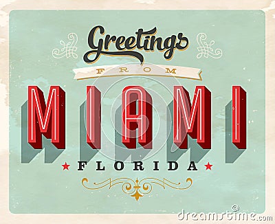 Vintage greetings from Miami vacation card Stock Photo