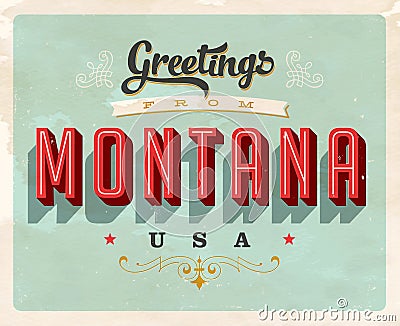 Vintage greetings from Montana Vacation Postcard. Stock Photo