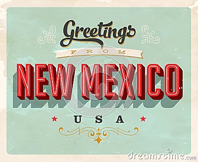 Vintage greetings from New Mexico Vacation Postcard. Stock Photo