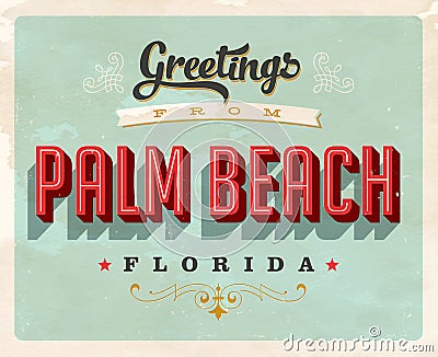 Vintage greetings from Palm Beach vacation card Stock Photo