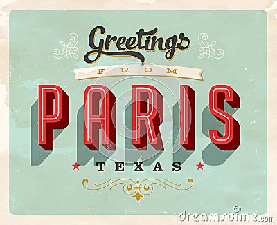 Vintage greetings from Paris vacation card Stock Photo