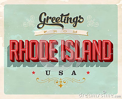 Vintage greetings from Rhode Island Vacation Postcard. Stock Photo