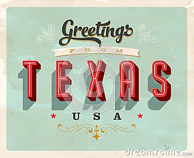 Vintage greetings from Texas Vacation Postcard. Stock Photo