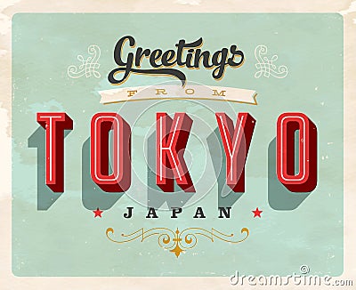 Vintage greetings from Tokyo, Japan vacation card Stock Photo