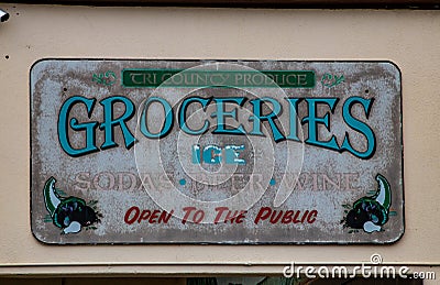 A Vintage Grocery Store Sign Editorial Stock Photo