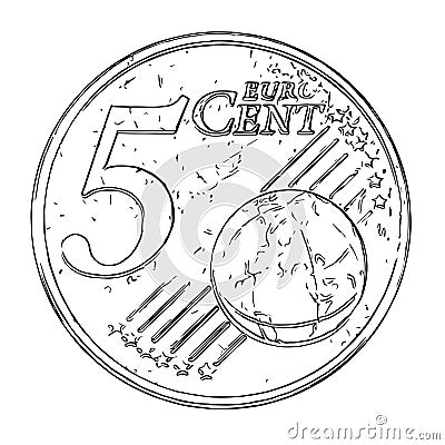 Vintage grunge texture of a five euro cents coin Stock Photo