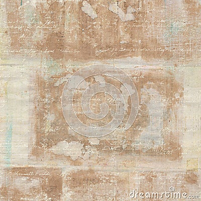 Vintage Grungy Antique Brown Collage Watercolor Background with Text Stock Photo