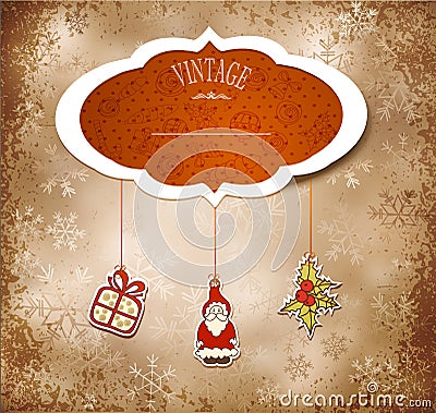 Vintage, grungy New Year, Christmas background Vector Illustration