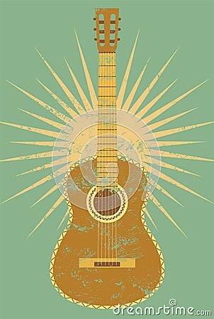 Vintage guitar poster. Retro typographical grunge vector illustration. Vector Illustration