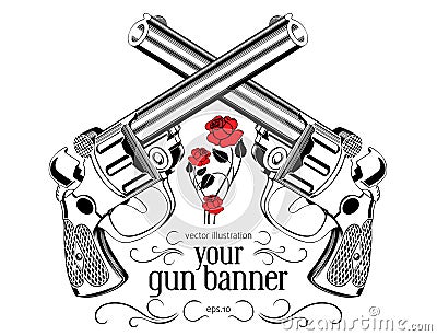 Vintage gun label Vector Illustration