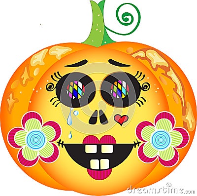 Vintage Halloween pumpkin Stock Photo