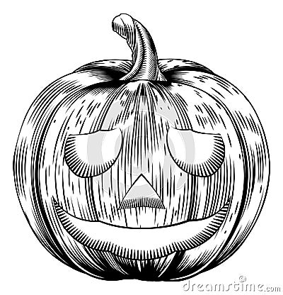 Vintage halloween pumpkin Vector Illustration