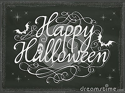 Vintage Halloween sign background chalkboard Vector Illustration