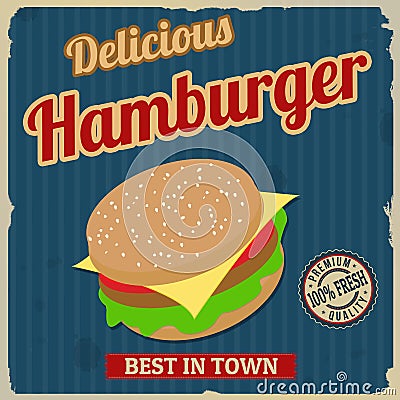 Vintage hamburger poster design Vector Illustration