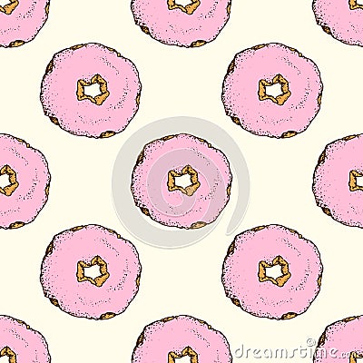 Vintage hand drawn donuts Vector Illustration