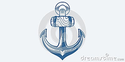 Vintage hand drawn ships anchor isolated on white background Stock Photo
