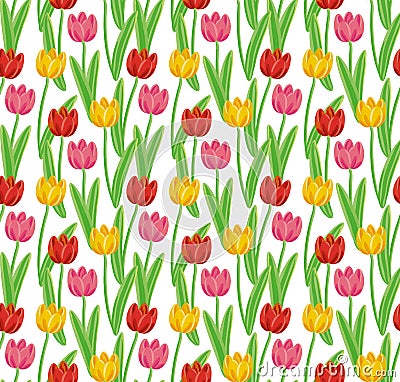 Vintage hand-drawn tulips' pattern Vector Illustration