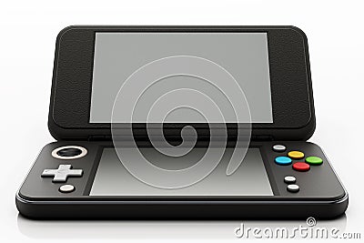 Vintage handheld game console isolated on white background. 3D illustration Cartoon Illustration