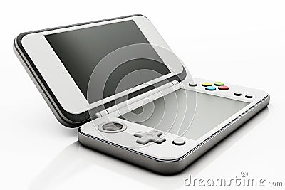 Vintage handheld game console isolated on white background. 3D illustration Cartoon Illustration