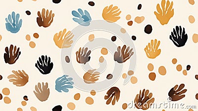 Vintage Handpainted Animal Footprints Seamless Pattern AI Generated Cartoon Illustration