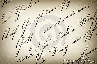 Vintage handwriting. antique manuscript. aged paper Stock Photo