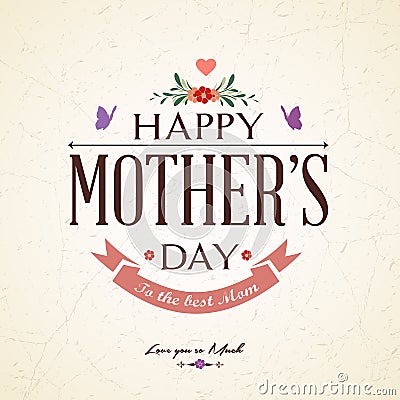 Vintage Happy Mothers Day Card Vector Illustration