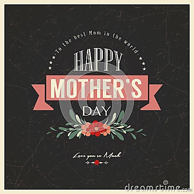 Vintage Happy Mothers Day Card Vector Illustration