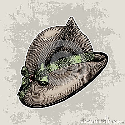 Vintage hat fashion hand drawing isolate on grunge background Vector Illustration