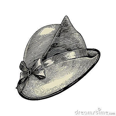 Vintage hat fashion hand drawing isolate on white background Vector Illustration