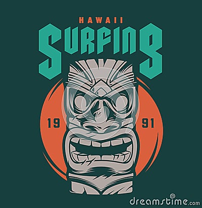 Vintage hawaii surfing print Vector Illustration