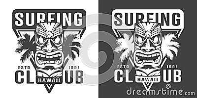Vintage hawaiian surfing club logotype Vector Illustration
