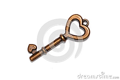 Vintage Heart Shaped Bronze Key Stock Photo