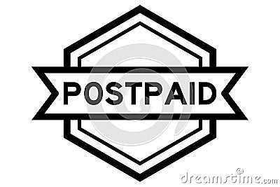 Vintage hexagon label banner with word postpaid in black on white background Vector Illustration